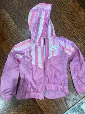 Nike Pink Striped Hooded Jacket